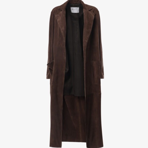 Cappotto Lungo in Suede Testa di Moro