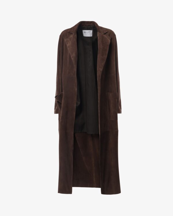 Cappotto Lungo in Suede Testa di Moro